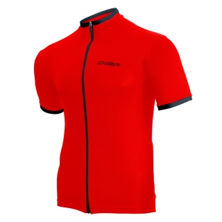 Chiba Fahrrad-Tshirt Leisure (Front-Reißverschluss, 3 Rückentaschen, schnelltrocknend) rot Herren
